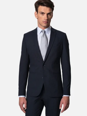 MARYNARKA WALD GRANATOWA SUPER SLIM FIT JEDNORZĘDOWA Z WEŁNĄ Recman