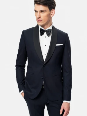 MARYNARKA WINBOW GRANATOWA SLIM FIT JEDNORZĘDOWA Z WEŁNY Recman
