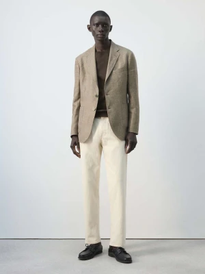 Marynarka z 100% lnu z naszywanymi kieszeniami brązowy - Mężczyzna - - MANGO MAN