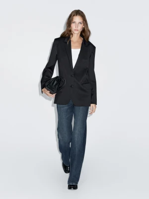 Marynarka Z Bardzo Cienkiej Wełny 100% Z Dwoma Guzikami - Granatowy - - Massimo Dutti - Kobieta