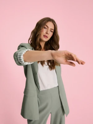 Marynarka z dodatkiem lnu oliwkowa Moodo