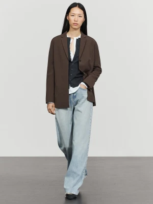 Marynarka Z Wełny Z Domieszką - Brązowy - Massimo Dutti - Female