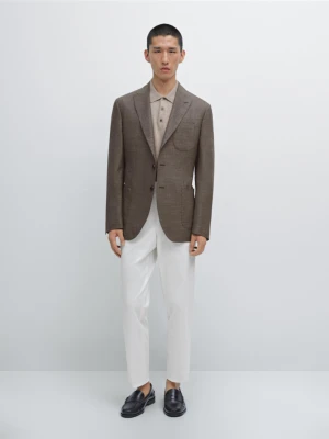 Marynarka Z Fakturą Ze 100% Wełny - Piaskowy - - Massimo Dutti - Mężczyzna