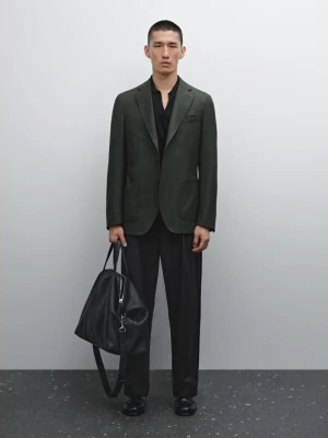 Marynarka Z Fakturą Ze 100% Wełny - Zielony - - Massimo Dutti - Mężczyzna
