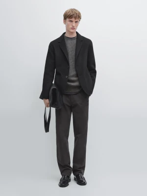 Marynarka Z Grubej Mieszanki Wełny - Czarny - - Massimo Dutti - Mężczyzna