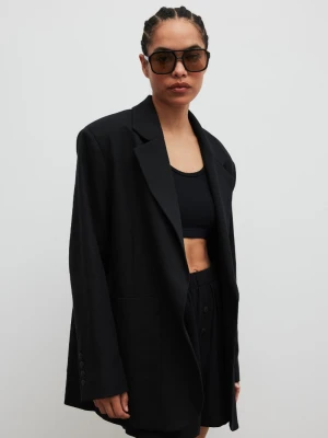 Marynarka z lnem oversize w kolorze BLACK - HARLEY-M/L Marsala