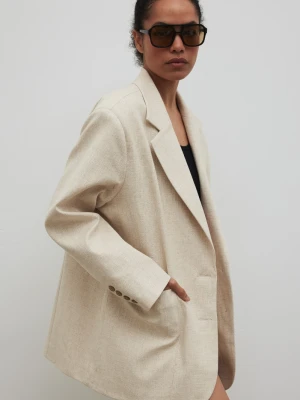 Marynarka z lnem oversize w kolorze IVORY LINEN - HARLEY-M/L Marsala