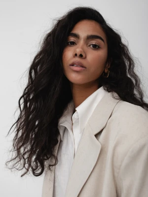 Marynarka z lnem oversize w kolorze LIGHT BEIGE - HARLEY-M/L Marsala