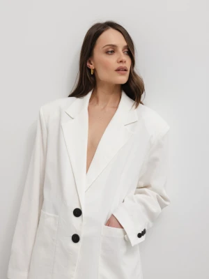 Marynarka z lnem oversize w kolorze WHITE CREAM- HARLEY-S/M Marsala