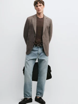 Marynarka Z Lnu O Splocie Vigore - Beżowy Pop - - Massimo Dutti - Mężczyzna