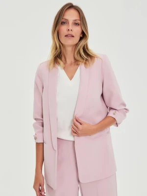 Marynarka z marszczonymi rękawami różowa Moodo