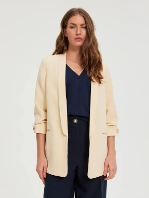 Marynarka z marszczonymi rękawami żółta Moodo