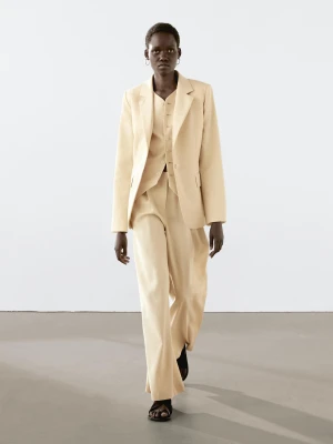 Marynarka Z Mieszanki Lnu - Beżowy - - Massimo Dutti - Kobieta