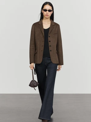 Marynarka Z Mieszanki Wełny - Brązowy - Massimo Dutti - Female