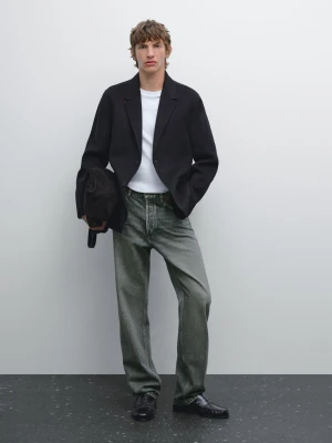 Marynarka Z Mieszanki Wełny - Granatowy - - Massimo Dutti - Mężczyzna