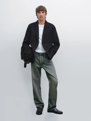 Marynarka Z Mieszanki Wełny - Granatowy - - Massimo Dutti - Mężczyzna