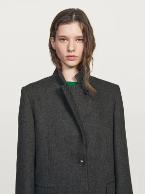 Marynarka Z Mieszanki Wełny Zapinana Na Trzy Guziki - Szary - - Massimo Dutti - Kobieta