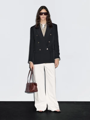 Marynarka Z Mieszanki Wełny Ze Złotymi Guzikami - Ciemnomorski - - Massimo Dutti - Kobieta