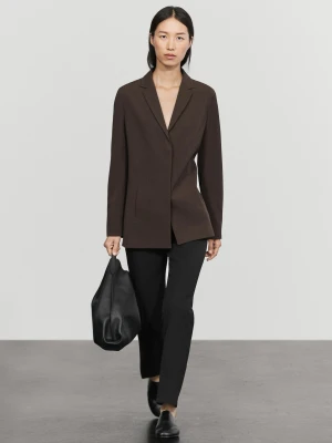 Marynarka Z Wełny Z Domieszką - Brązowy - Massimo Dutti - Female