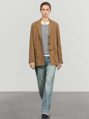 Marynarka Zamszowa Z Klapami - Piaskowy - Massimo Dutti - Female