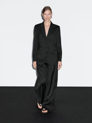 Marynarka Ze 100% Chłodnej Wełny Z Dwoma Guzikami - Czarny - - Massimo Dutti - Kobieta