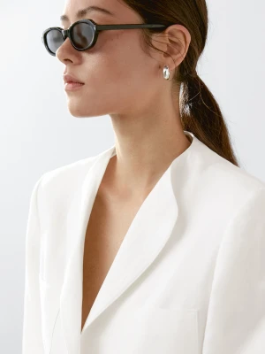 Marynarka Ze 100% Lnu Z Ozdobnymi Klapami - Surowy - - Massimo Dutti - Kobieta