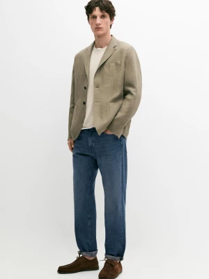 Marynarka Ze 100% Lnu - Zielonkawy - - Massimo Dutti - Mężczyzna