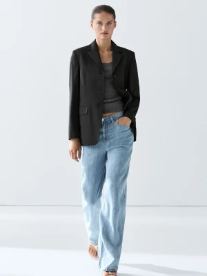 Marynarka Ze 100% Wełny Cool Wool - Czarny - Massimo Dutti - Female