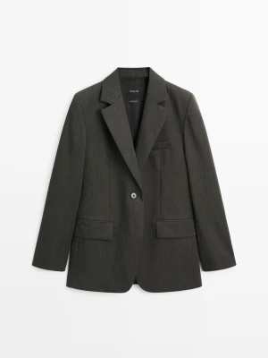 Marynarka Ze 100% Wełny Z Dwoma Guzikami - Zielony - - Massimo Dutti - Kobieta
