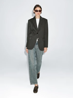 Marynarka Ze 100% Wełny Z Dwoma Guzikami - Zielony - - Massimo Dutti - Kobieta