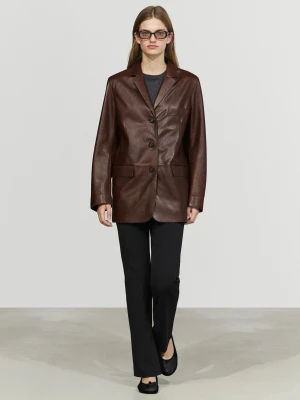 Marynarka Ze Skóry Nappa Z Kieszeniami - Brązowy - Massimo Dutti - Female