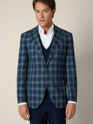 Marynarka Zielona z Wełną w Kratę Saxony 2 Lancerto