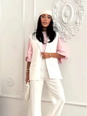 Marynarkowa kamizelka z otwartymi bokami NAIRI - biała  magmac 