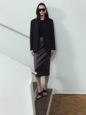 Marynka o prostym kroju z kieszeniami z patkami czarny - Kobieta - - MANGO