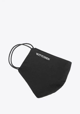 Maseczka bawełniana profilowana z białym logo czarna Wittchen