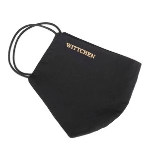 Maseczka bawełniana profilowana ze złotym logo czarna Wittchen