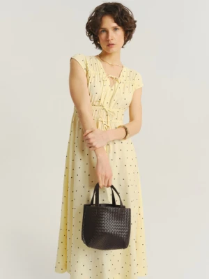 Masełkowa sukienka w drobne kropki Greenpoint