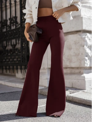 Masełkowe spodnie dzwony REILLY - bordowe  magmac 