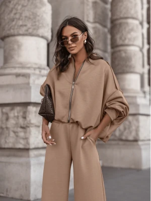 Masełkowy dres z szerokimi spodniami SORGO - beżowy  magmac 