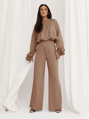 Masełkowy komplet z szerokimi spodniami POSY - beżowy  magmac 