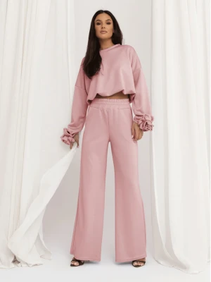 Masełkowy komplet z szerokimi spodniami POSY - pudrowy róż  magmac 