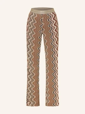 Mason's Spodnie Z Dzianiny Elax Z Brokatową Przędzą beige