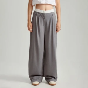 Zdjęcie produktu Materiałowe spodnie wide leg szare House