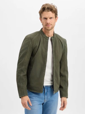 Mauritius Męska kurtka skórzana Mężczyźni zielony jednolity,