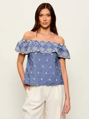 MAX&Co. Bluzka LORETO | Relaxed fit | z dodatkiem lnu niebieski
