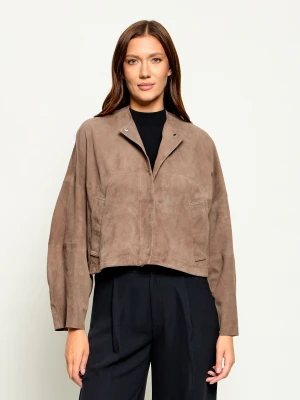MAX&Co. Kurtka Mcocurva | Loose fit | zamsz beżowy