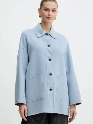 MAX&Co. kurtka wełniana kolor niebieski przejściowa oversize 2526086043200