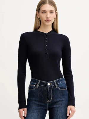 MAX&Co. longsleeve z dodatkiem wełny granatowy