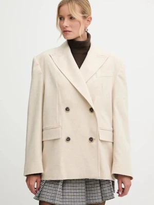 MAX&Co. marynarka z dodatkiem wełny kolor beżowy oversize melanżowa 2526086074200