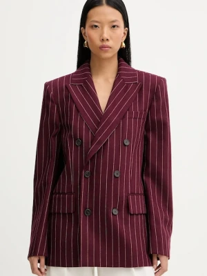 MAX&Co. marynarka z dodatkiem wełny kolor bordowy oversize wzorzysta 2528046042200